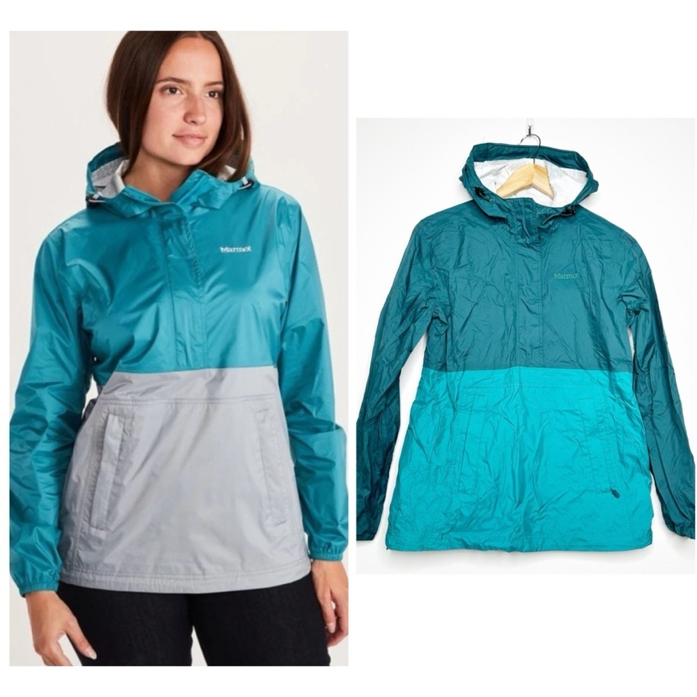 Marmot Women's Teal PreCip Eco Anorak Pullover Rain Jacket Size Small